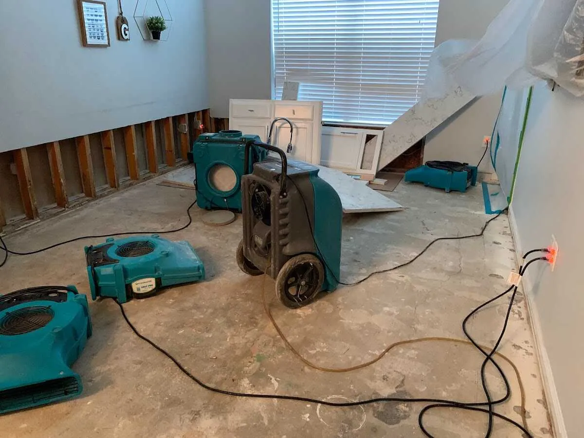 Dehumidifier in flood-cut room for Water Damage Restoration in Lancaster